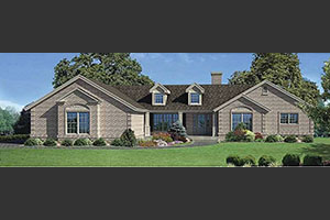 Oasis Afton Villa Remdering with two dormers and brick exterior